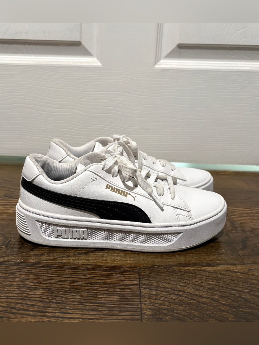 Puma White and Black Low-Top Sneakers